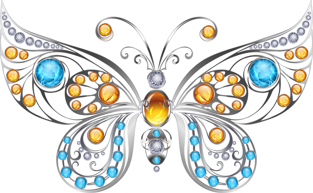 Silver Butterfly with Amber